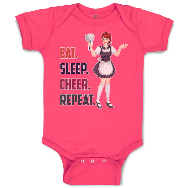 Baby Clothes Eat. Sleep. Cheer. Repeat. A Girl Cheering for Their Team Victory