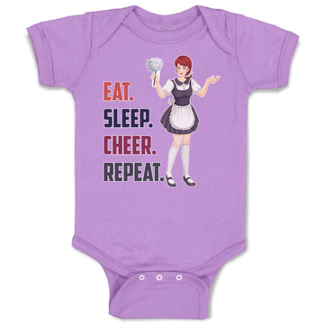 Baby Clothes Eat. Sleep. Cheer. Repeat. A Girl Cheering for Their Team Victory