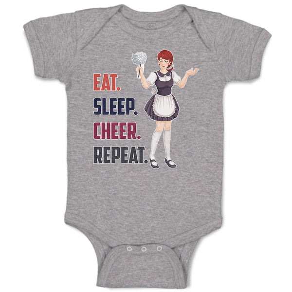 Baby Clothes Eat. Sleep. Cheer. Repeat. A Girl Cheering for Their Team Victory