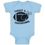 Baby Clothes Turkey & Touchdowns Sport Rugby Ball with Chicken Silhouette Cotton