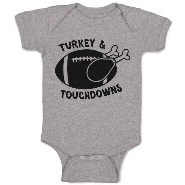 Baby Clothes Turkey & Touchdowns Sport Rugby Ball with Chicken Silhouette Cotton