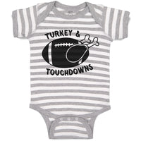 Baby Clothes Turkey & Touchdowns Sport Rugby Ball with Chicken Silhouette Cotton