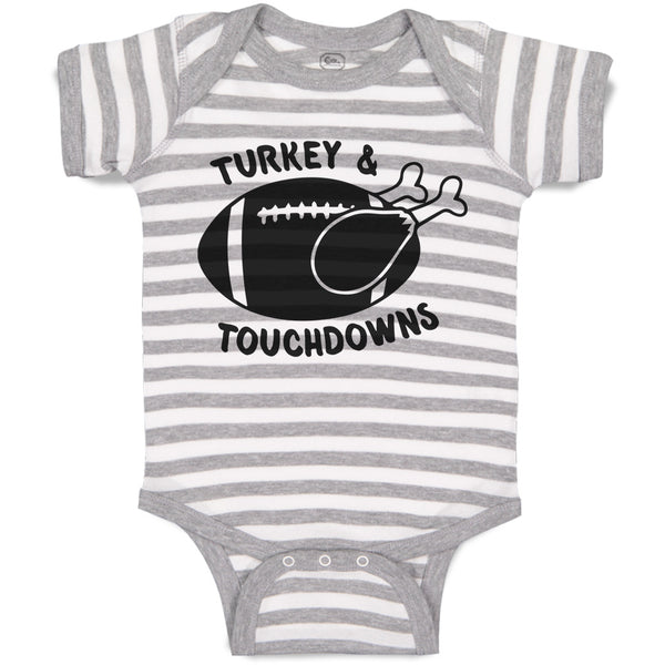 Baby Clothes Turkey & Touchdowns Sport Rugby Ball with Chicken Silhouette Cotton