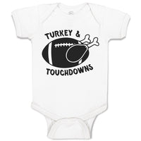 Baby Clothes Turkey & Touchdowns Sport Rugby Ball with Chicken Silhouette Cotton