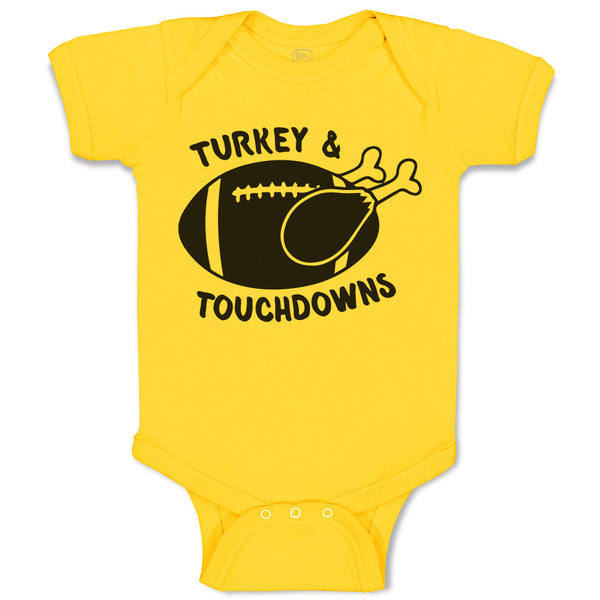 Baby Clothes Turkey & Touchdowns Sport Rugby Ball with Chicken Silhouette Cotton