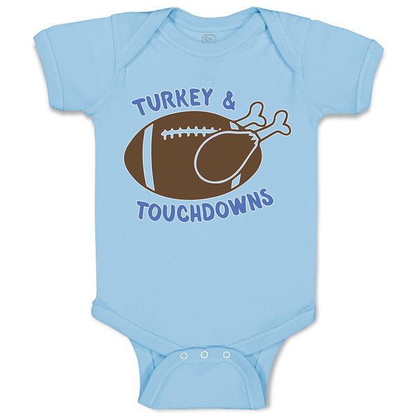 Baby Clothes Turkey & Touchdown Sports Rugby Ball with Chicken Baby Bodysuits