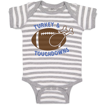 Baby Clothes Turkey & Touchdown Sports Rugby Ball with Chicken Baby Bodysuits