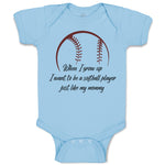 Baby Clothes When Grow up Want to Be Softball Player Baby Bodysuits Cotton