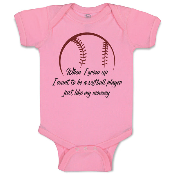 Baby Clothes When Grow up Want to Be Softball Player Baby Bodysuits Cotton