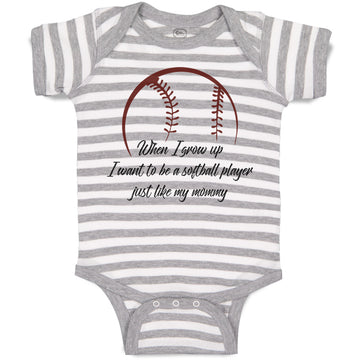 Baby Clothes When Grow up Want to Be Softball Player Baby Bodysuits Cotton