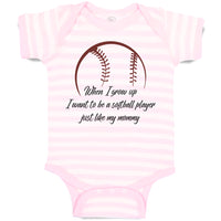 Baby Clothes When Grow up Want to Be Softball Player Baby Bodysuits Cotton