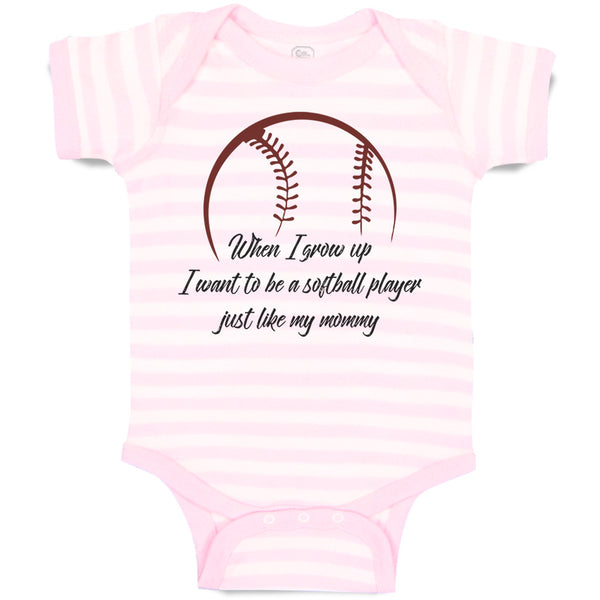 Baby Clothes When Grow up Want to Be Softball Player Baby Bodysuits Cotton