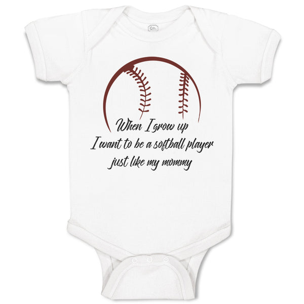 Baby Clothes When Grow up Want to Be Softball Player Baby Bodysuits Cotton