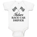 Baby Clothes Future Race Car Driver Sports Flag with Checks Baby Bodysuits