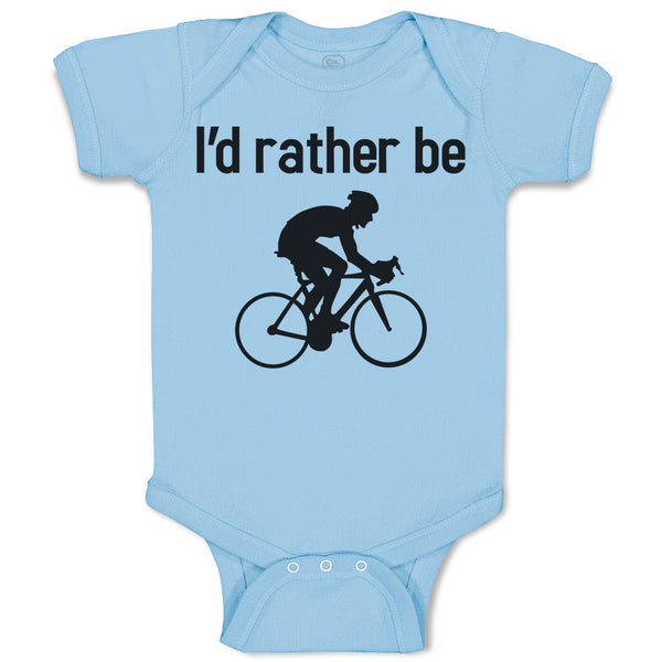 Baby Clothes I'D Rather Be Sport Cycling Silhouette Baby Bodysuits Cotton