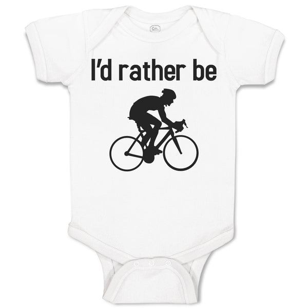 Baby Clothes I'D Rather Be Sport Cycling Silhouette Baby Bodysuits Cotton