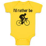 Baby Clothes I'D Rather Be Sport Cycling Silhouette Baby Bodysuits Cotton