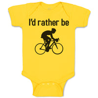 Baby Clothes I'D Rather Be Sport Cycling Silhouette Baby Bodysuits Cotton