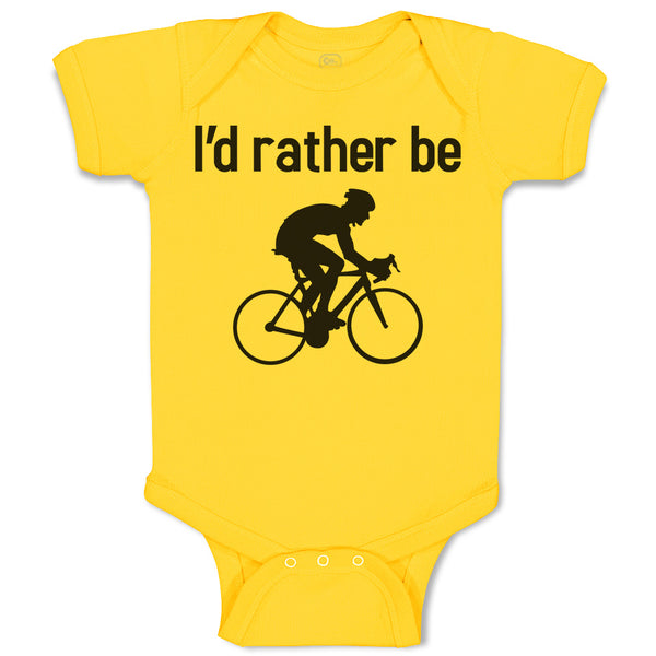 Baby Clothes I'D Rather Be Sport Cycling Silhouette Baby Bodysuits Cotton