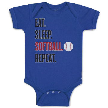 Baby Clothes Eat. Sleep. Softball. Repeat. Sports Ball Baby Bodysuits Cotton