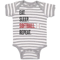 Baby Clothes Eat. Sleep. Softball. Repeat. Sports Ball Baby Bodysuits Cotton