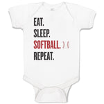 Baby Clothes Eat. Sleep. Softball. Repeat. Sports Ball Baby Bodysuits Cotton