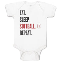Baby Clothes Eat. Sleep. Softball. Repeat. Sports Ball Baby Bodysuits Cotton