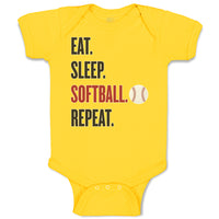 Baby Clothes Eat. Sleep. Softball. Repeat. Sports Ball Baby Bodysuits Cotton