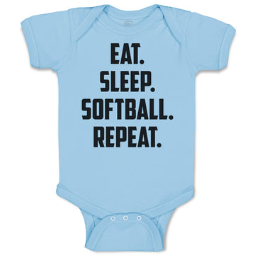 Baby Clothes Eat. Sleep. Softball. Repeat. Baby Bodysuits Boy & Girl Cotton