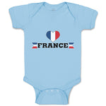 Baby Clothes An Heart France Flag Baby Bodysuits Boy & Girl Cotton