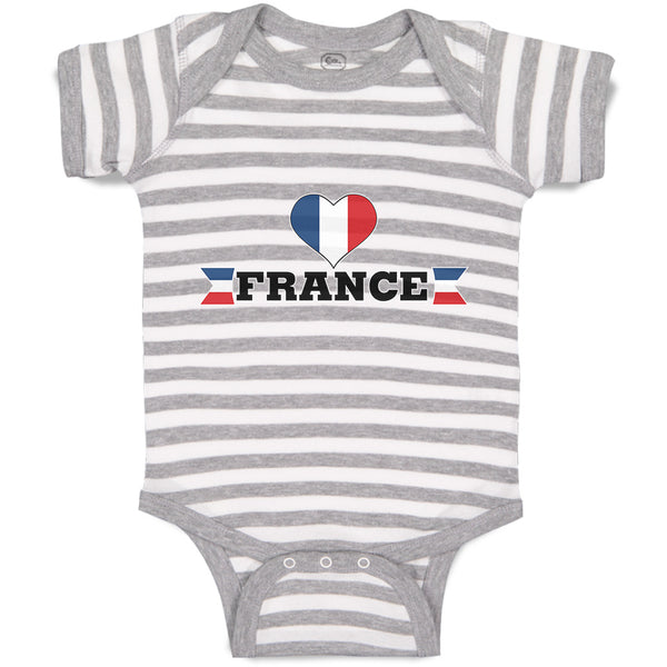 Baby Clothes An Heart France Flag Baby Bodysuits Boy & Girl Cotton