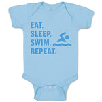 Baby Clothes Eat. Sleep. Swin. Repeat. Sports Swimmer Swimming Water Cotton