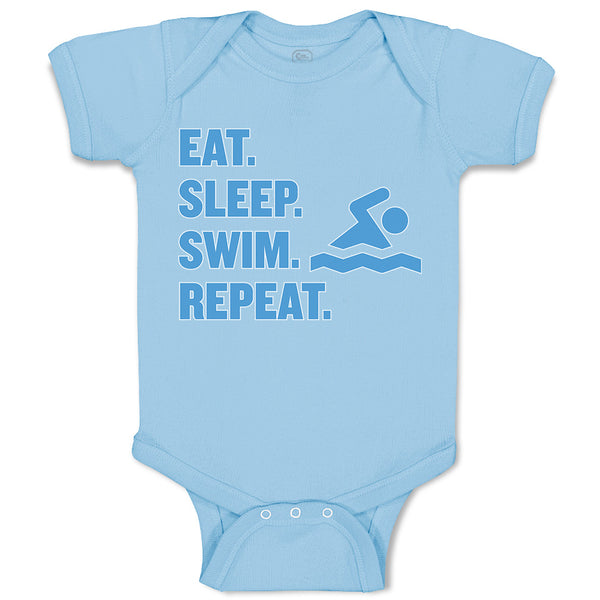 Baby Clothes Eat. Sleep. Swin. Repeat. Sports Swimmer Swimming Water Cotton