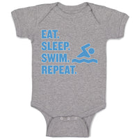 Baby Clothes Eat. Sleep. Swin. Repeat. Sports Swimmer Swimming Water Cotton