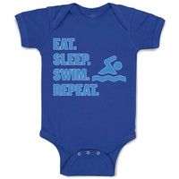 Baby Clothes Eat. Sleep. Swin. Repeat. Sports Swimmer Swimming Water Cotton