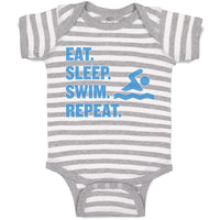 Baby Clothes Eat. Sleep. Swin. Repeat. Sports Swimmer Swimming Water Cotton