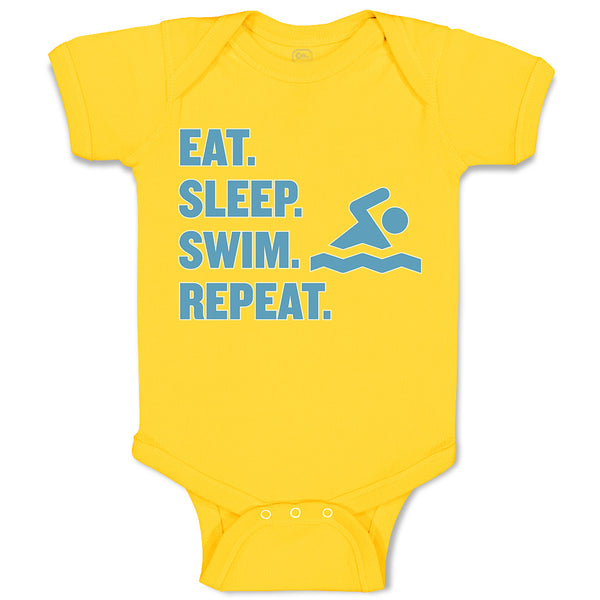 Baby Clothes Eat. Sleep. Swin. Repeat. Sports Swimmer Swimming Water Cotton