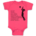 Baby Clothes Eat. Sleep. Volleyball. Repeat. Girl Playing with Basketball Sports