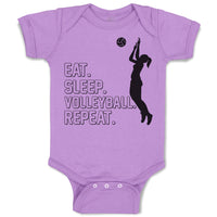 Eat. Sleep. Volleyball. Repeat. Girl Playing with Basketball Sports