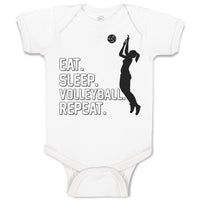 Baby Clothes Eat. Sleep. Volleyball. Repeat. Girl Playing with Basketball Sports