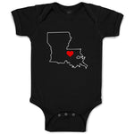 Baby Clothes Louisiana Heart Love States Baby Bodysuits Boy & Girl Cotton