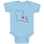 Baby Clothes Louisiana Heart Love States Baby Bodysuits Boy & Girl Cotton