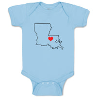 Baby Clothes Louisiana Heart Love States Baby Bodysuits Boy & Girl Cotton