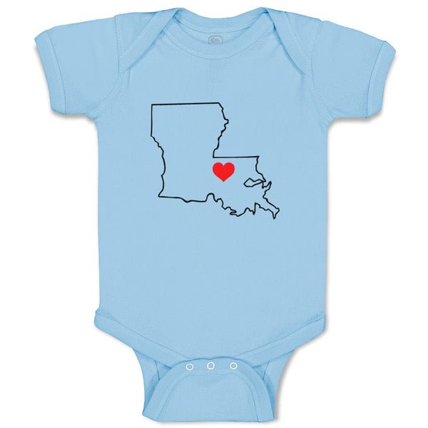 Baby Clothes Louisiana Heart Love States Baby Bodysuits Boy & Girl Cotton