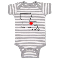 Baby Clothes Louisiana Heart Love States Baby Bodysuits Boy & Girl Cotton