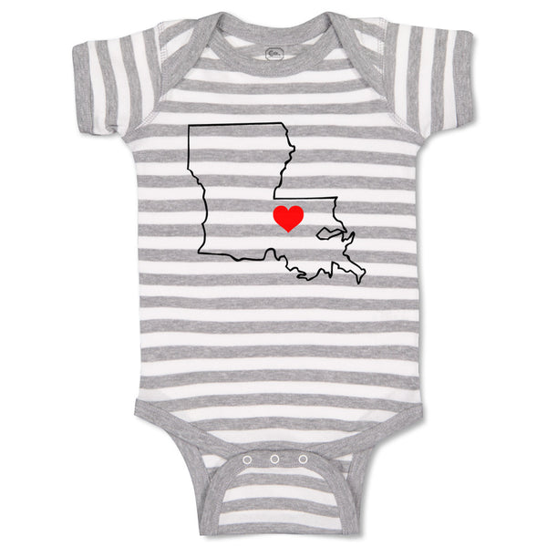 Baby Clothes Louisiana Heart Love States Baby Bodysuits Boy & Girl Cotton