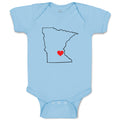 Baby Clothes Minnesota Heart Love States Baby Bodysuits Boy & Girl Cotton