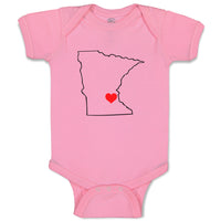 Baby Clothes Minnesota Heart Love States Baby Bodysuits Boy & Girl Cotton