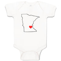 Baby Clothes Minnesota Heart Love States Baby Bodysuits Boy & Girl Cotton