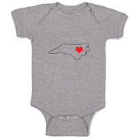 Baby Clothes North Carolina Heart Love States Baby Bodysuits Boy & Girl Cotton